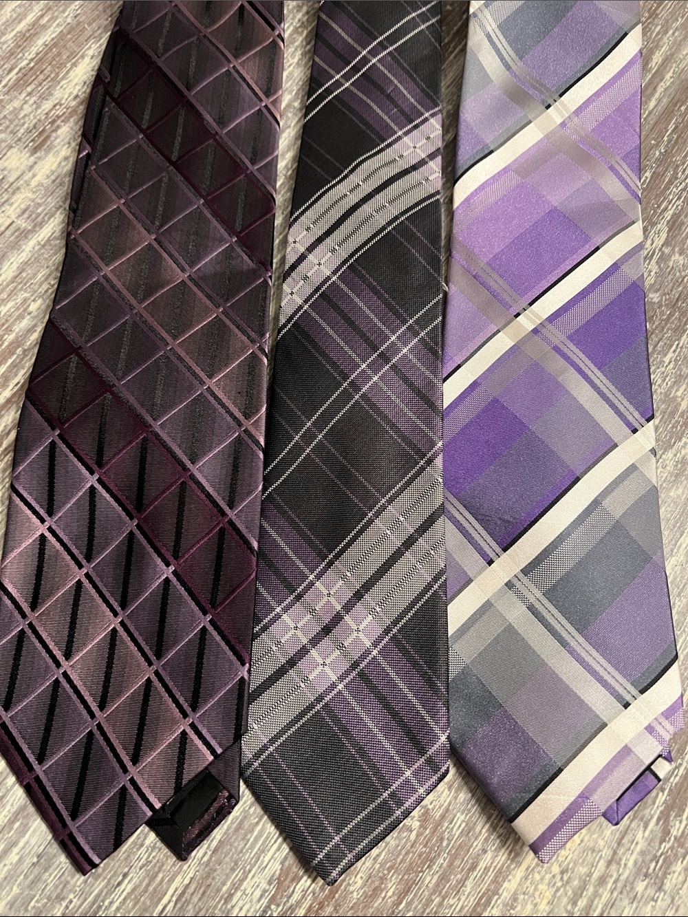 Men's Purple Plaid & Geometric Silk Ties - 3 Pack